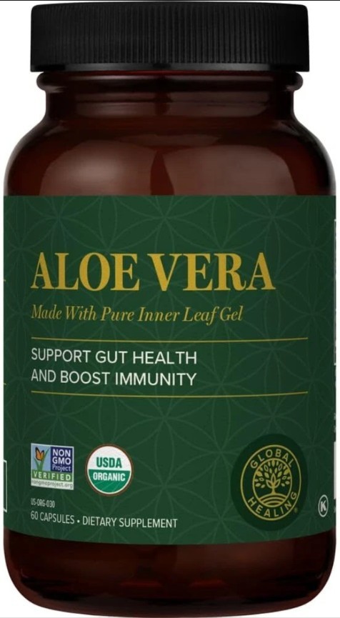 Organic Aloe Vera Supplement 60 Count Gut Health Immune Support Vegan Friendly
