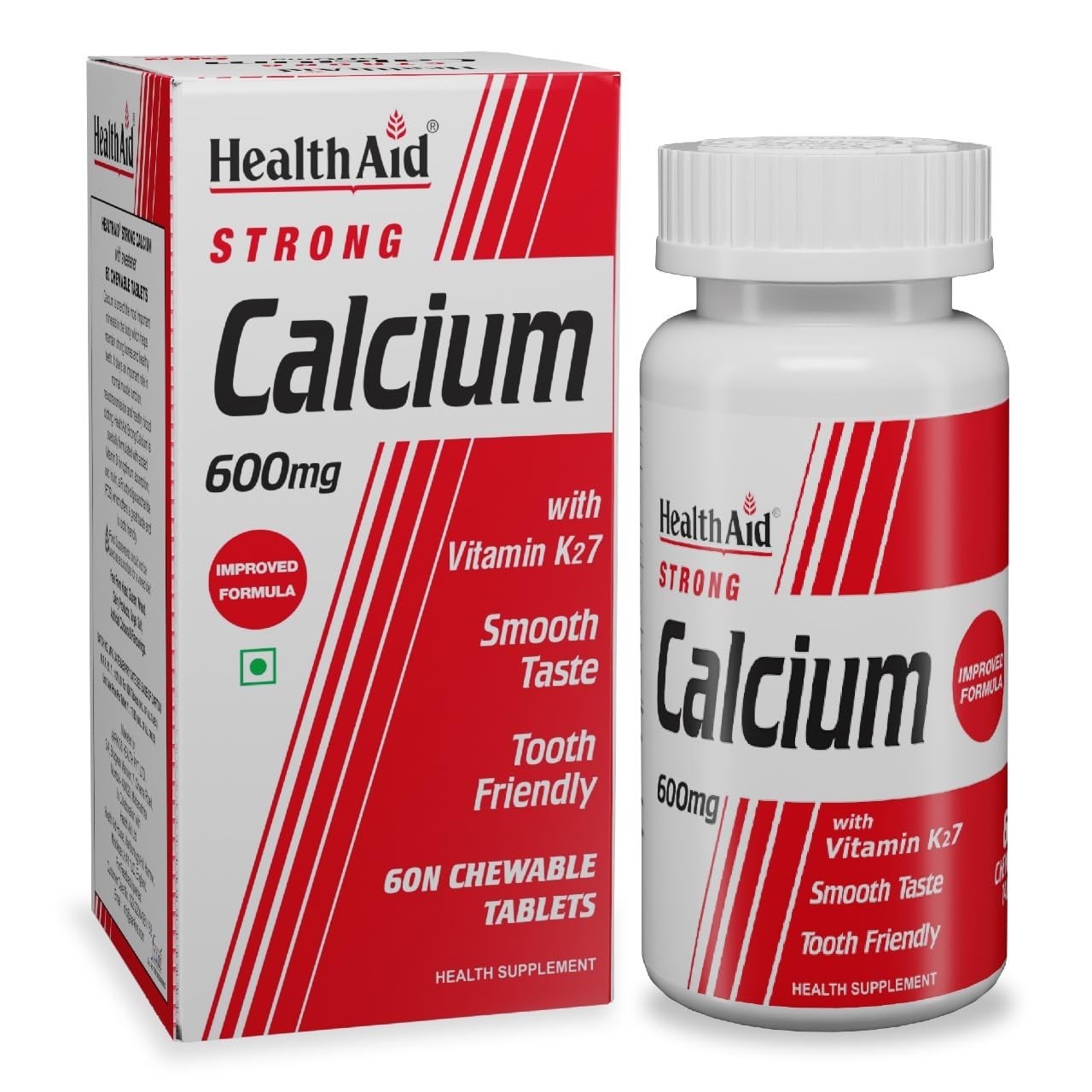 Health.Aid Strong Calcium 600mg D3 K2-7 60 Chew Tablets