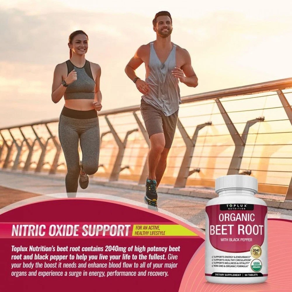 Toplux Organic Beet Root Tablets-Nitric Oxide Booster Beetroot Supplement 2040mg