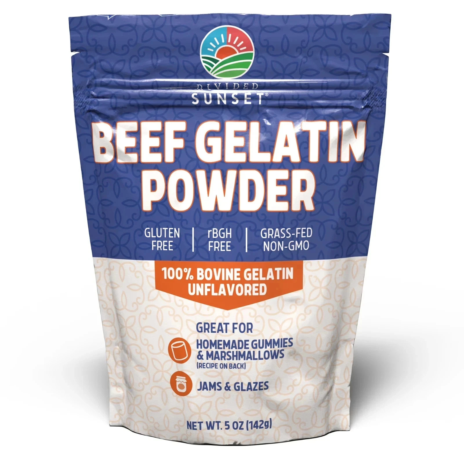 Divided Sunset, Unflavored Beef Gelatin Powder, 5 oz (142 g) Free Shipping