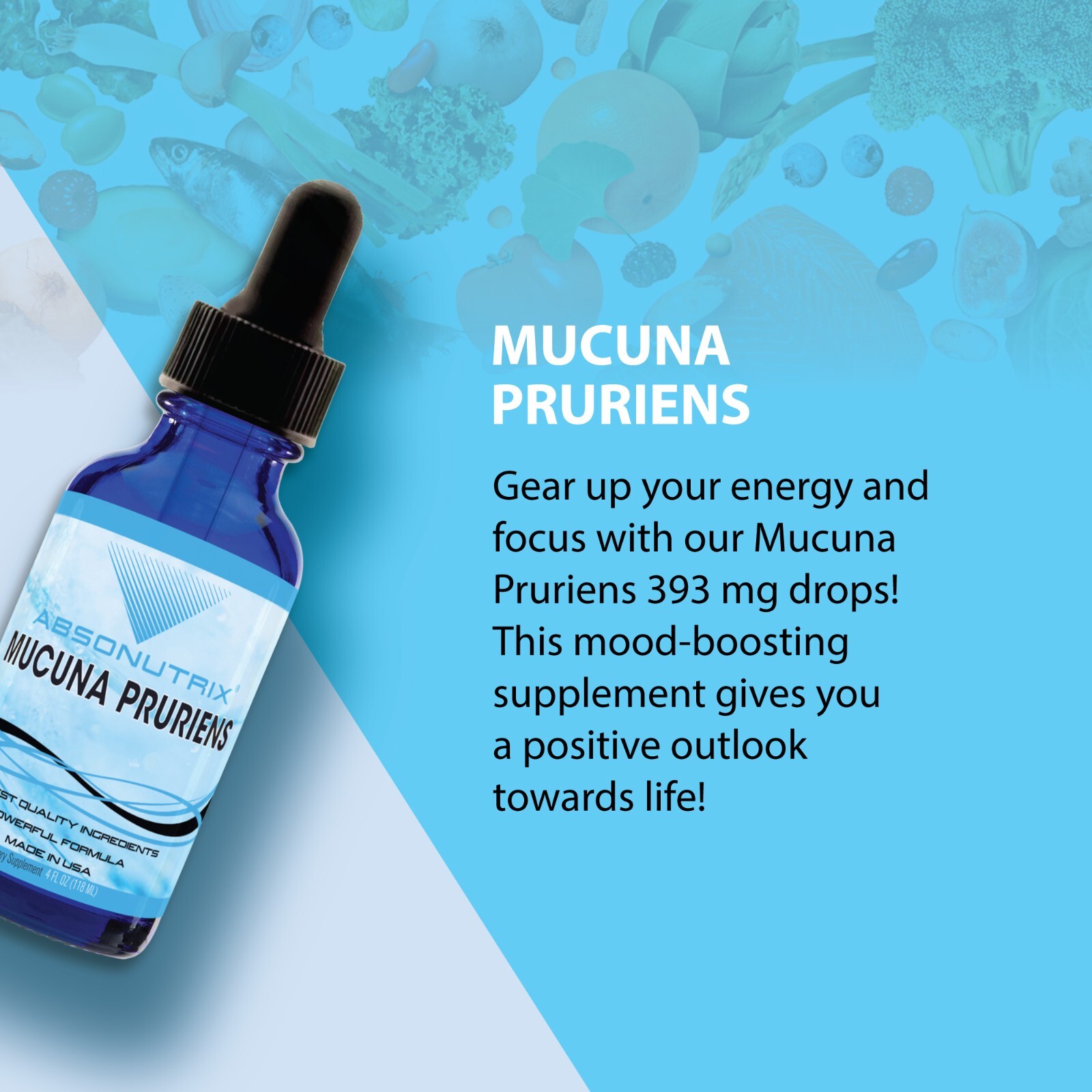 Absonutrix Mucuna Pruriens 393mg, 4 Oz Liquid, 300 Servings, Made in USA