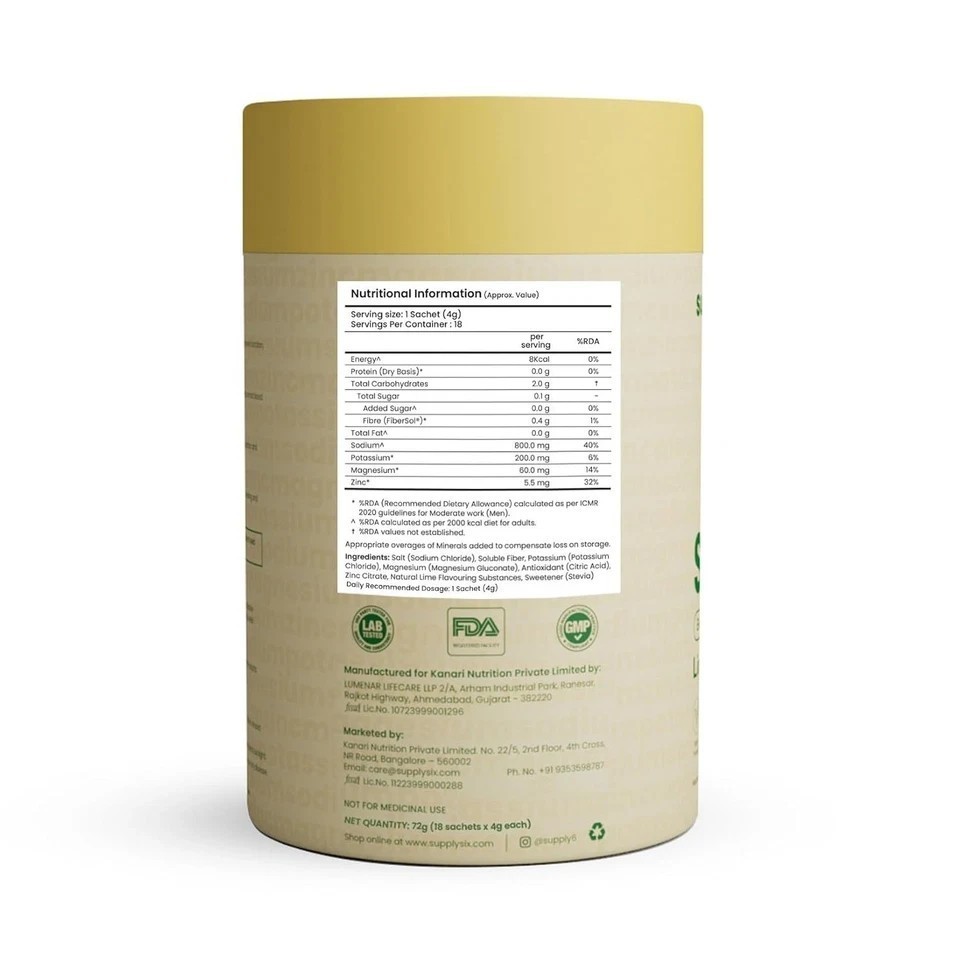 Supply6 Salts | Electrolyte Mix | Zero Added Sugar, (54 Servings, Lemon Lime) b2
