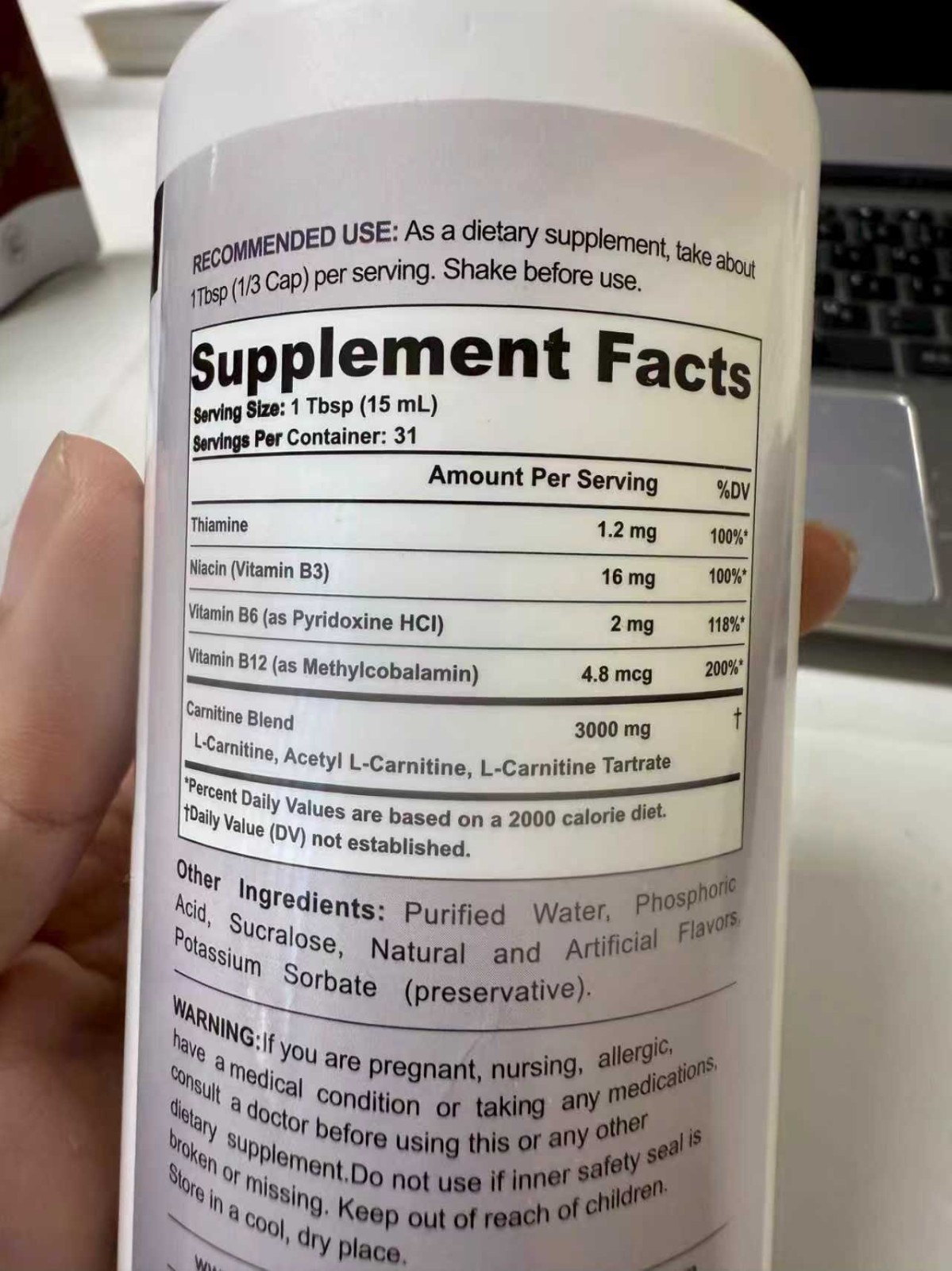 Cutler Nutrition Liquid Carnitine 3000mg Blue Sharks Flavor Sealed Increase Ener