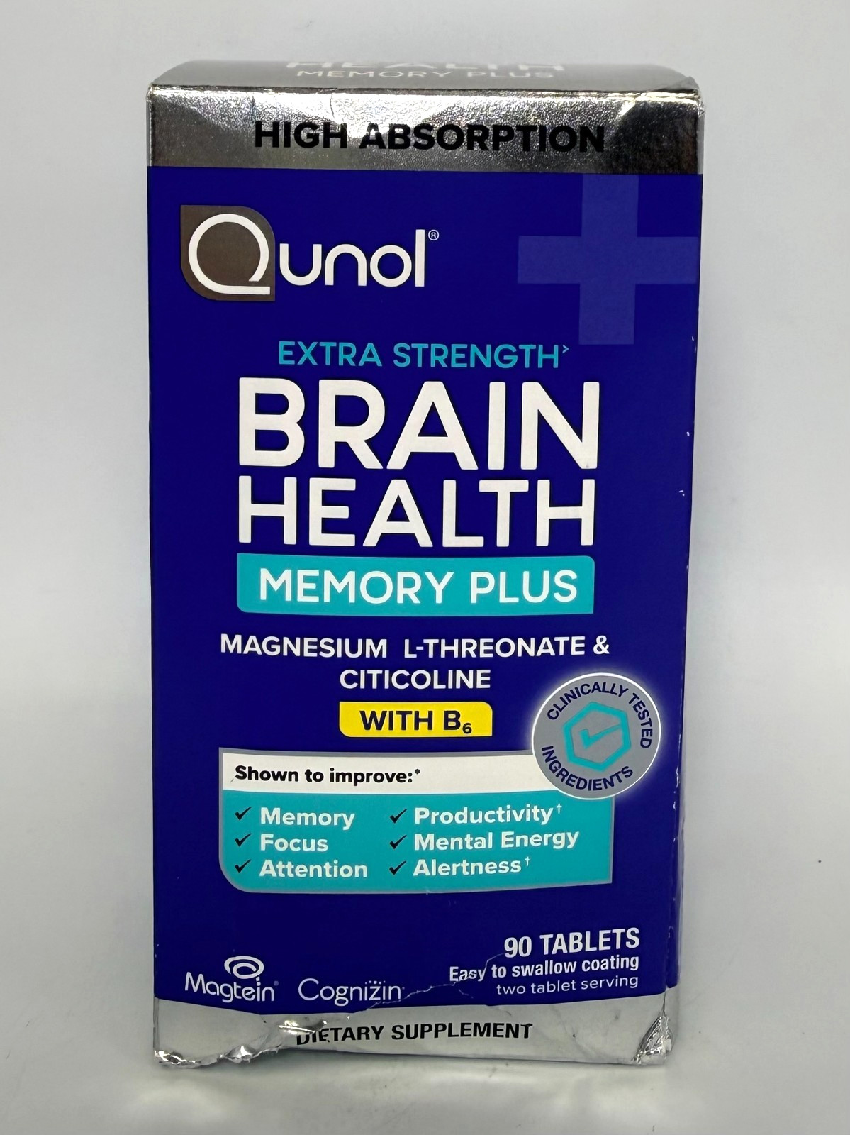Qunol Brain Health Memory Plus Focus with B6 – 90 Tablets *EXP 03/2028*