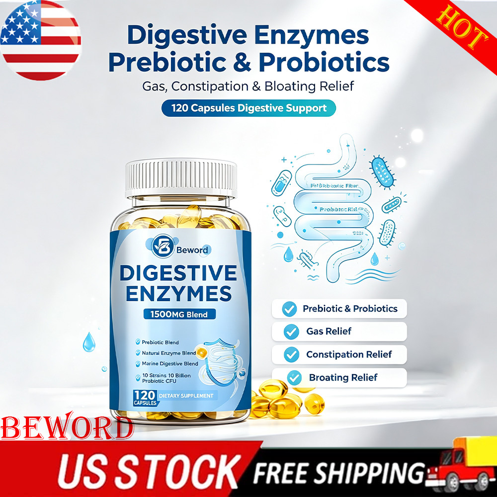 Digestive Enzymes Prebiotic & Probiotics Gas, Constipation & Bloating Relief 120