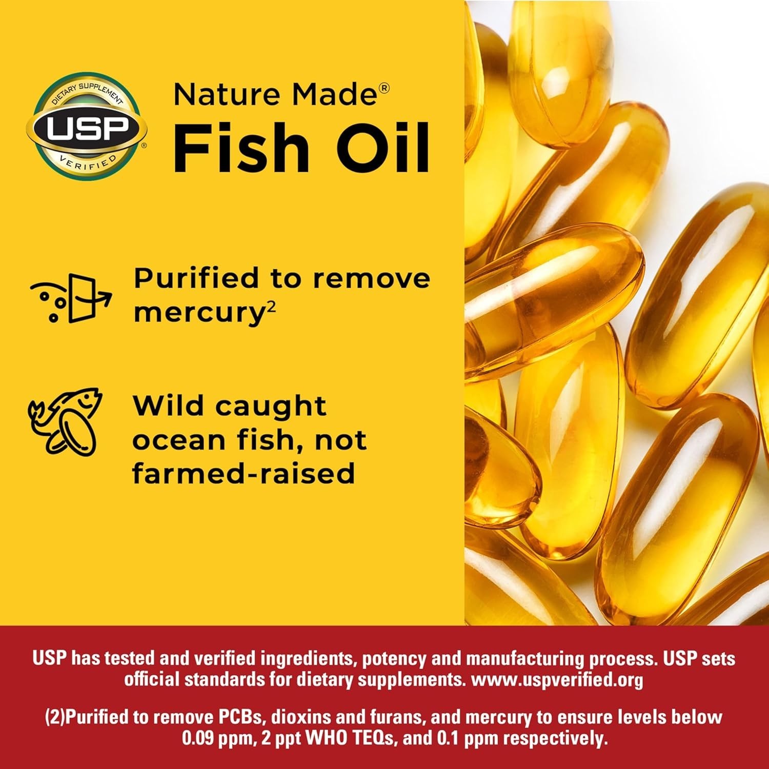 Heart Health Omega-3 Fish Oil 1000mg Softgels – 250 Count for 125 Days