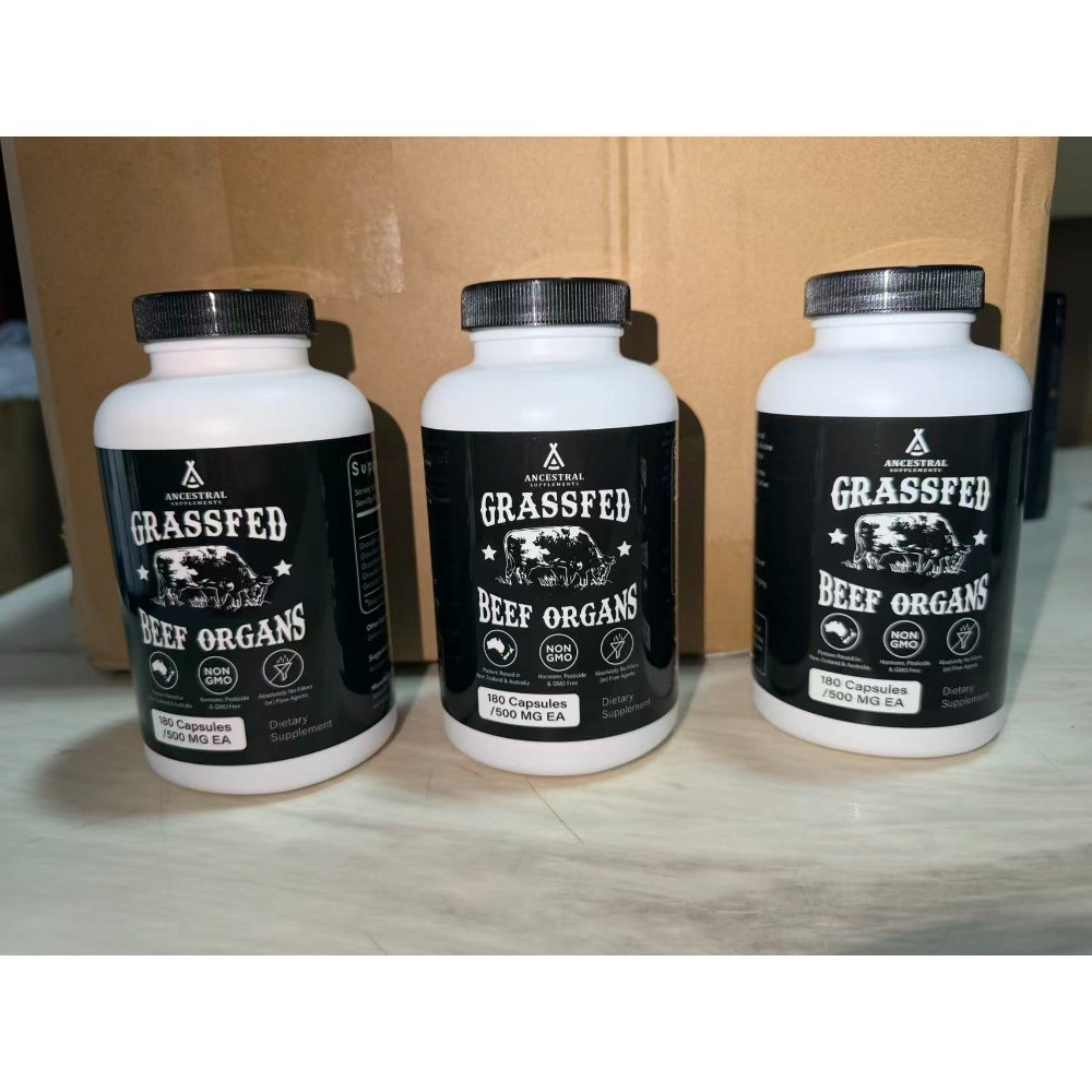 3 Pack Non-GMO Grass Fed Beef Organ Capsules by Ancestral Supplements, 180 Count