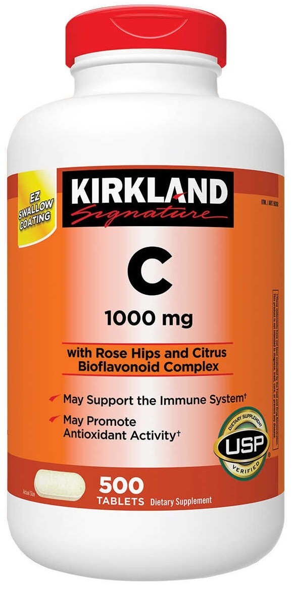 Kirkland Vitamin C 1000mg with Rose Hips 500 Tablets Exp 3/2028
