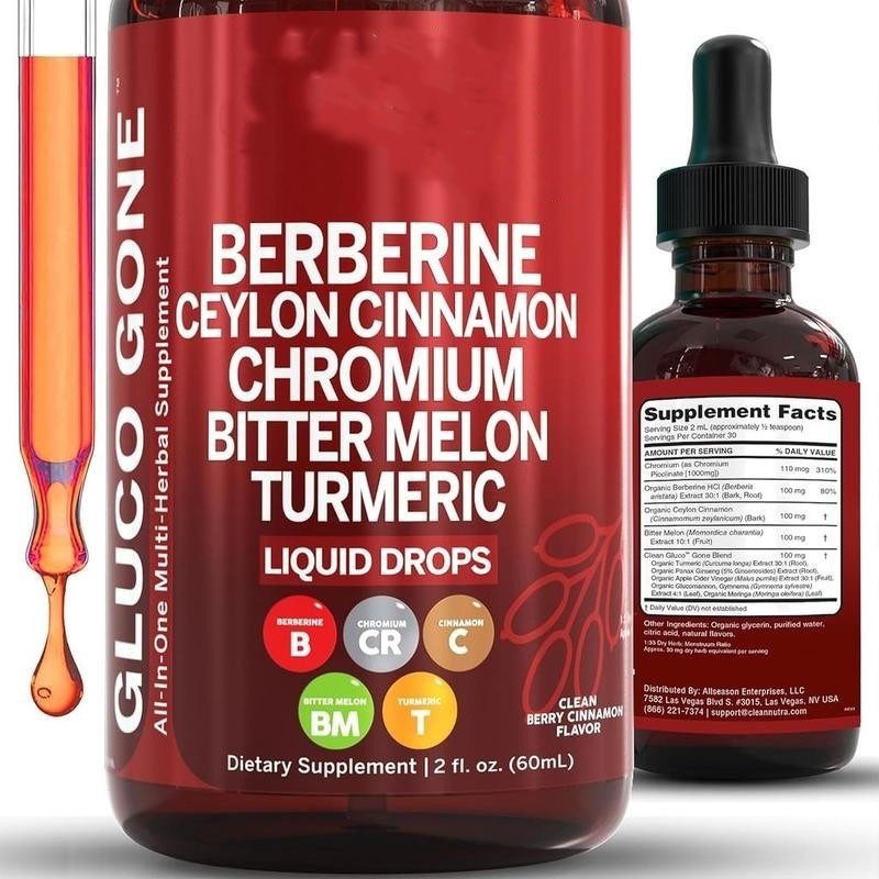 Berberine 3000mg Gymnema/Apple Cider Vinegar/Chromium/Ceylon Cinnamon 2oz Drops+