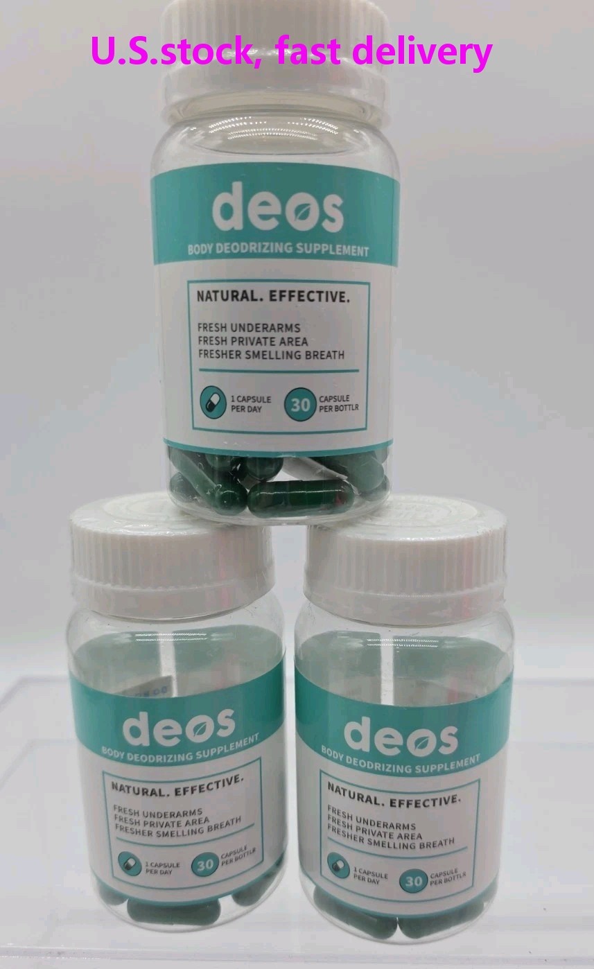 DEOS Body Deodorizing Supplement Natural Organic 30 Caps Each 3pk Exp 1/28