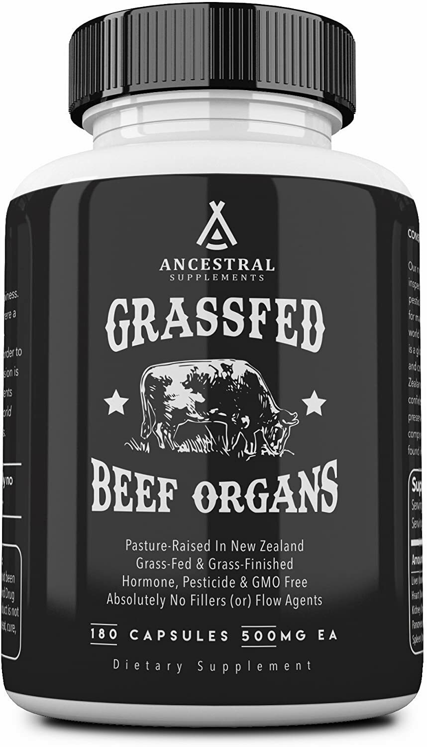 Ancestral Supplements Grass Fed Beef Organs – 180 Capsules-