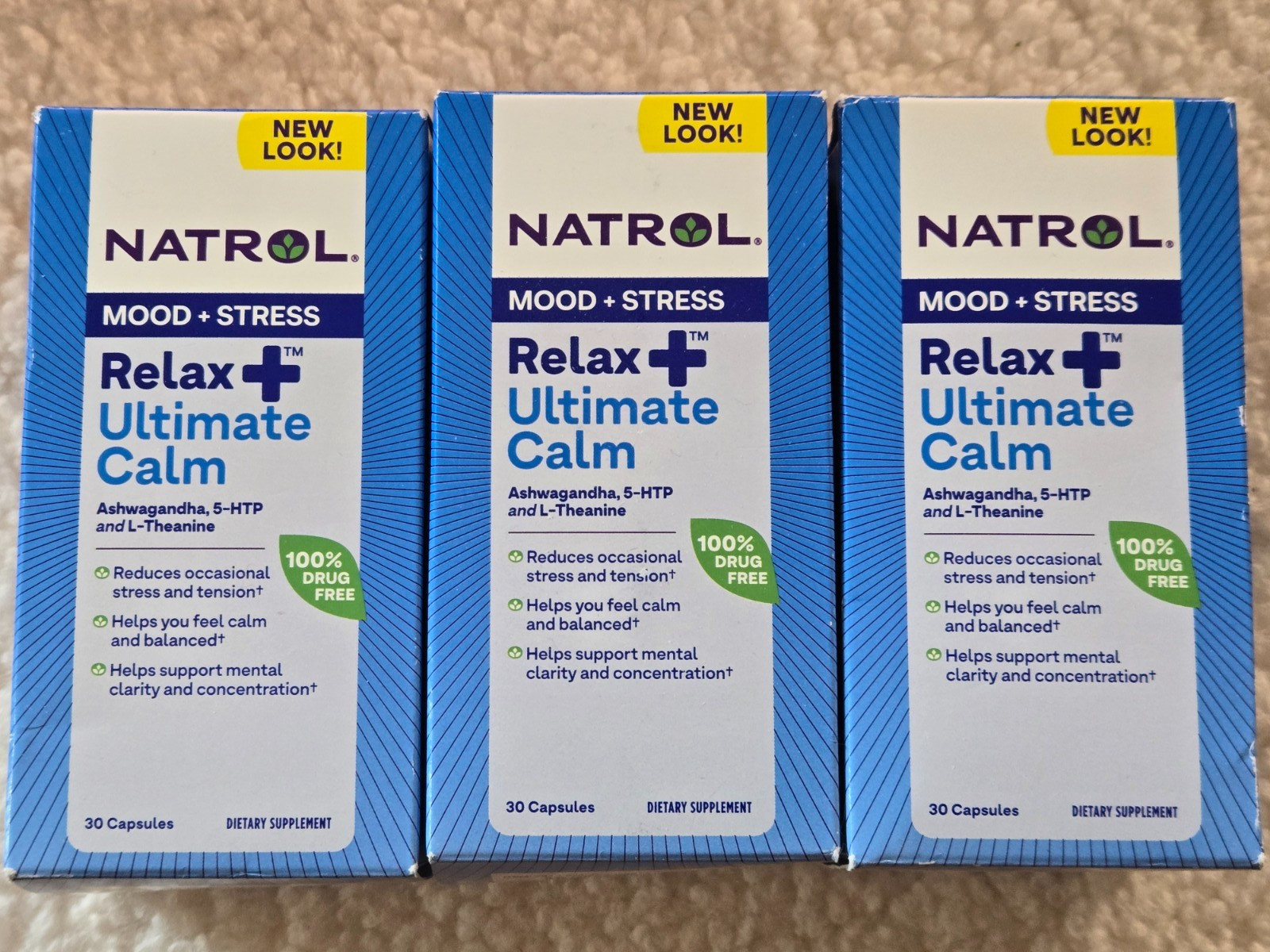 3 New NATROL Relax+ Ultimate Calm 30 Capsules Mood + Stress Exp 06/30/2026