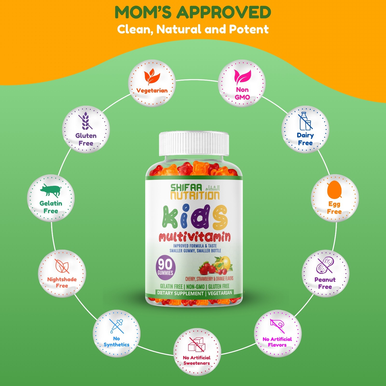Halal and Vegetarian Gummies for Kids – Certified Halal Vitamins (90 Count)