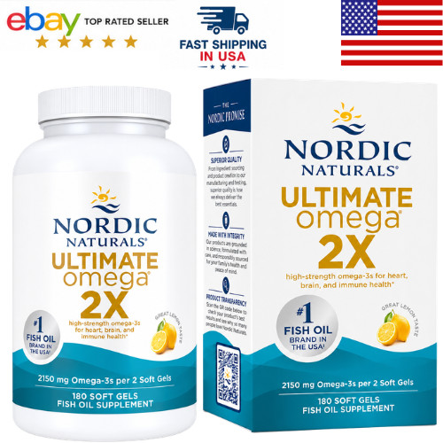 Nordic Naturals Ultimate Omega 2X, Lemon Flavor, 2150 mg Omega-3 – 180 Soft Gels