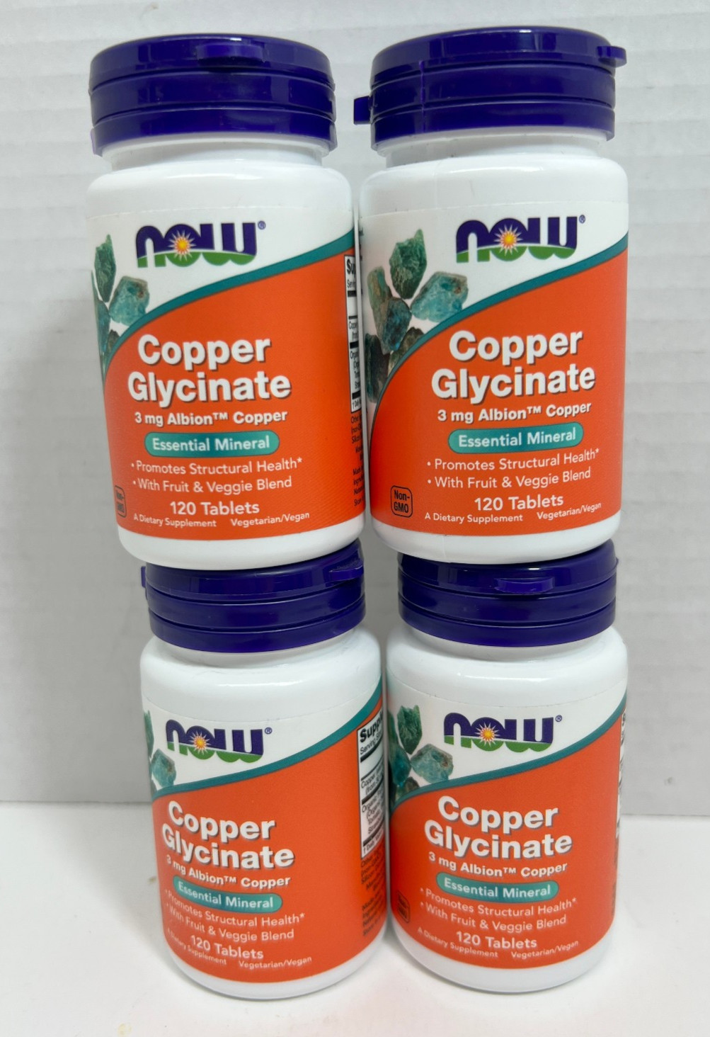 NOW Foods,(4 PACKS) Copper Glycinate, 3 mg, 120 Tablets
