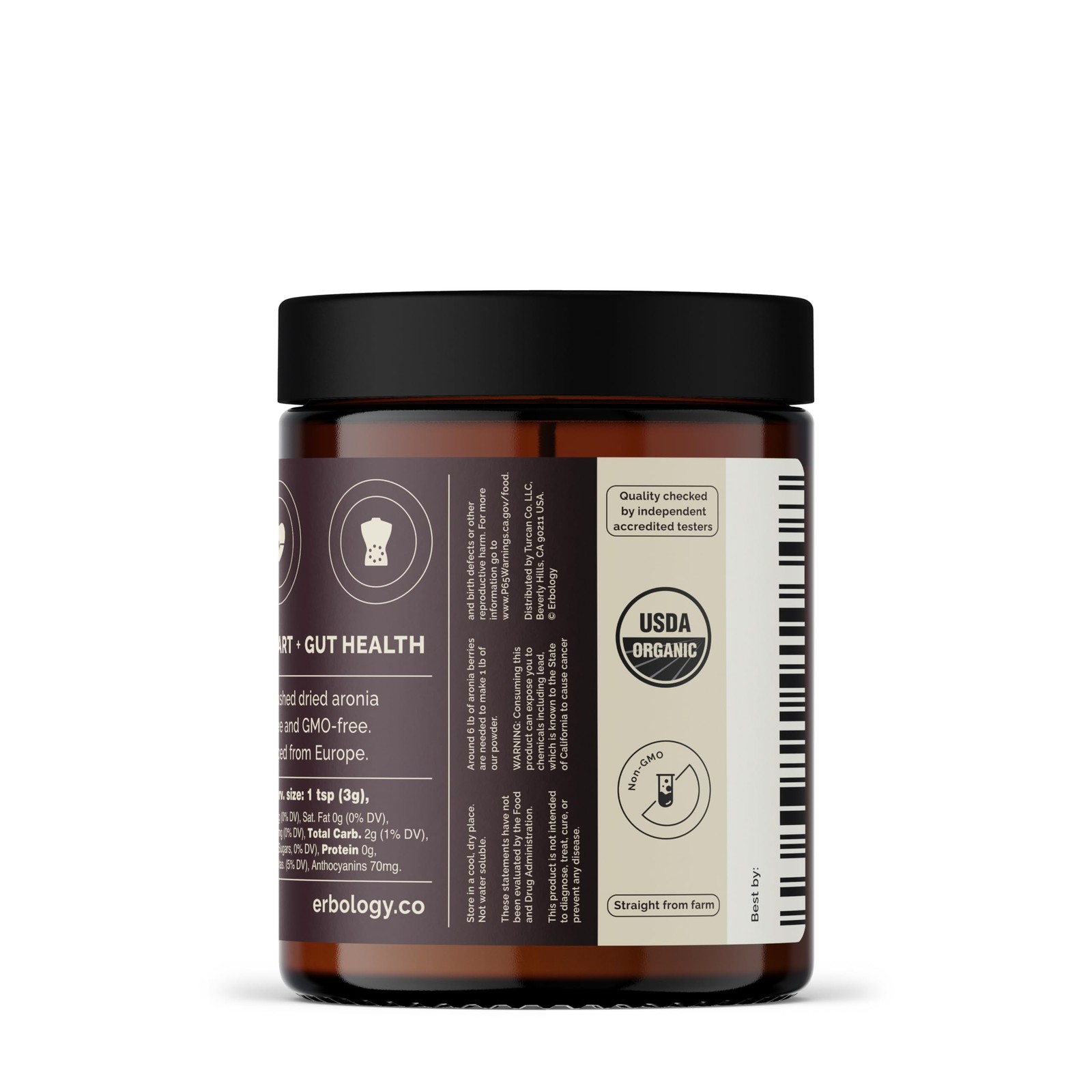 Organic Aronia Berry Powder 3.2 oz – 30 Servings – Supports Skin Health – Ric…