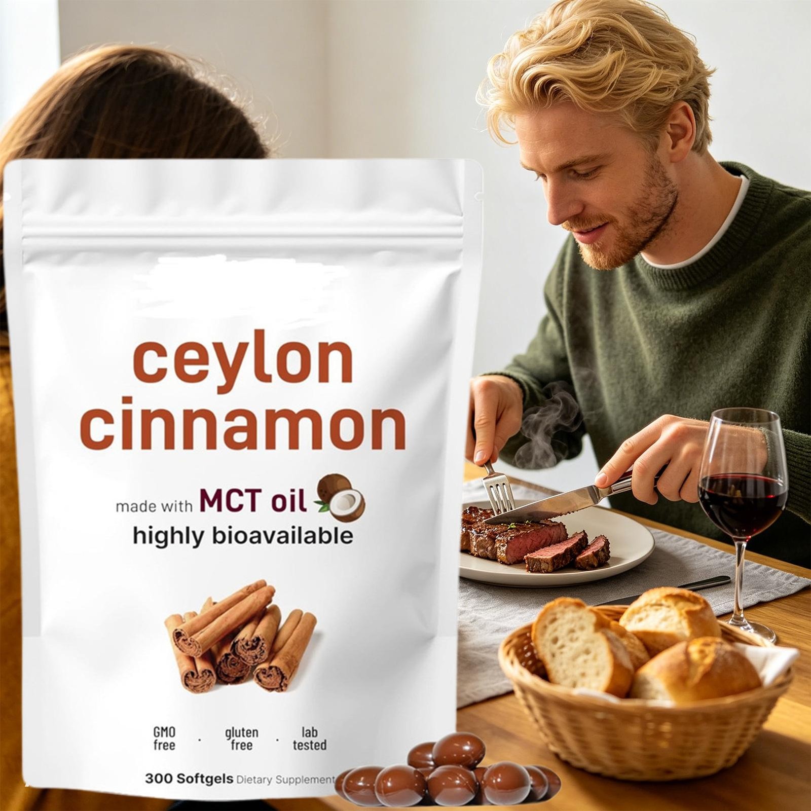 Ceylon Cinnamon 7,200Mg Equivalent 300 Softgels w/ MCT Oil Highly Bioavail++
