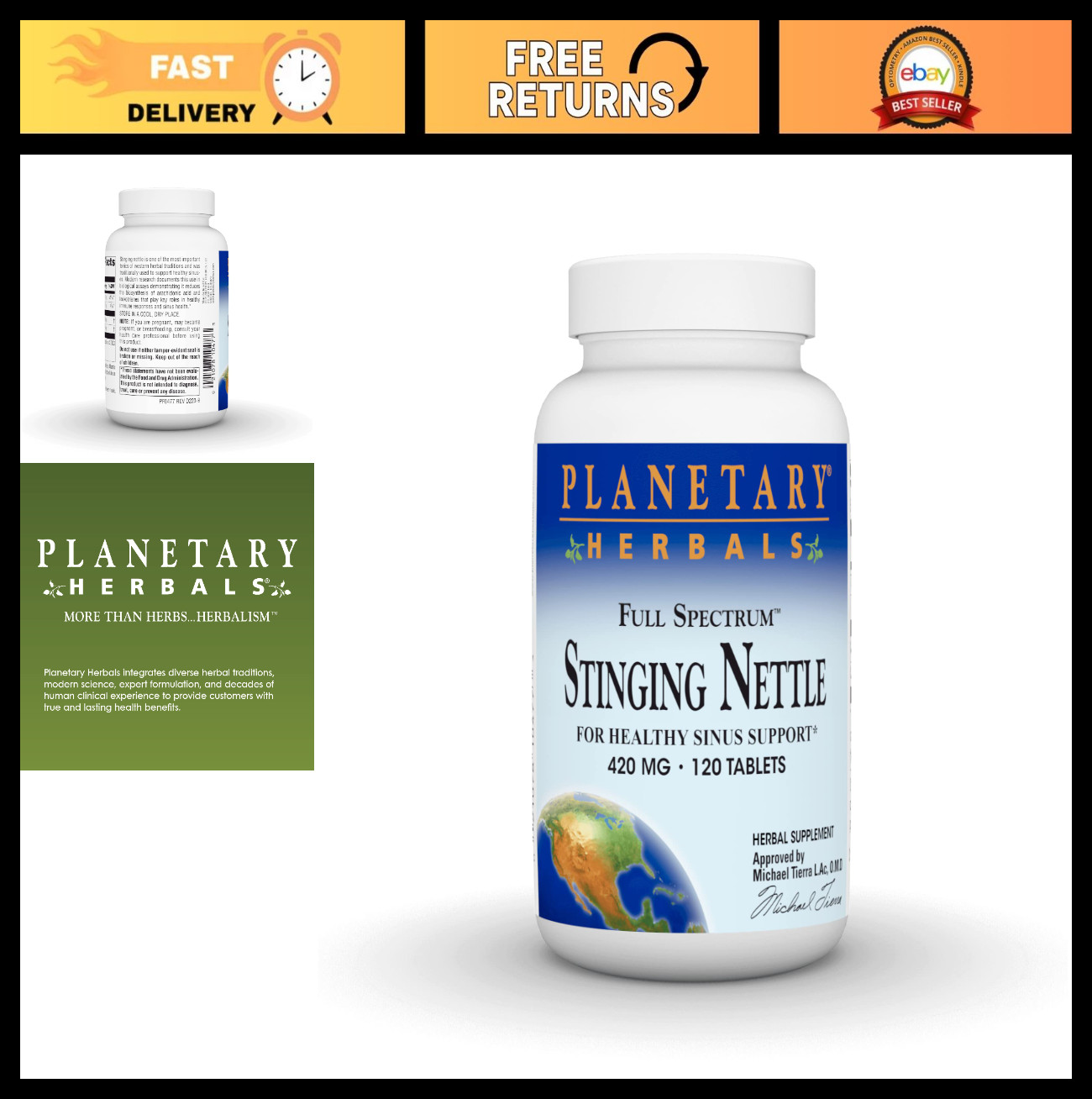 Stinging Nettle Extract 420mg – 120 Tablets for Healthy Sinus Support & Wellness