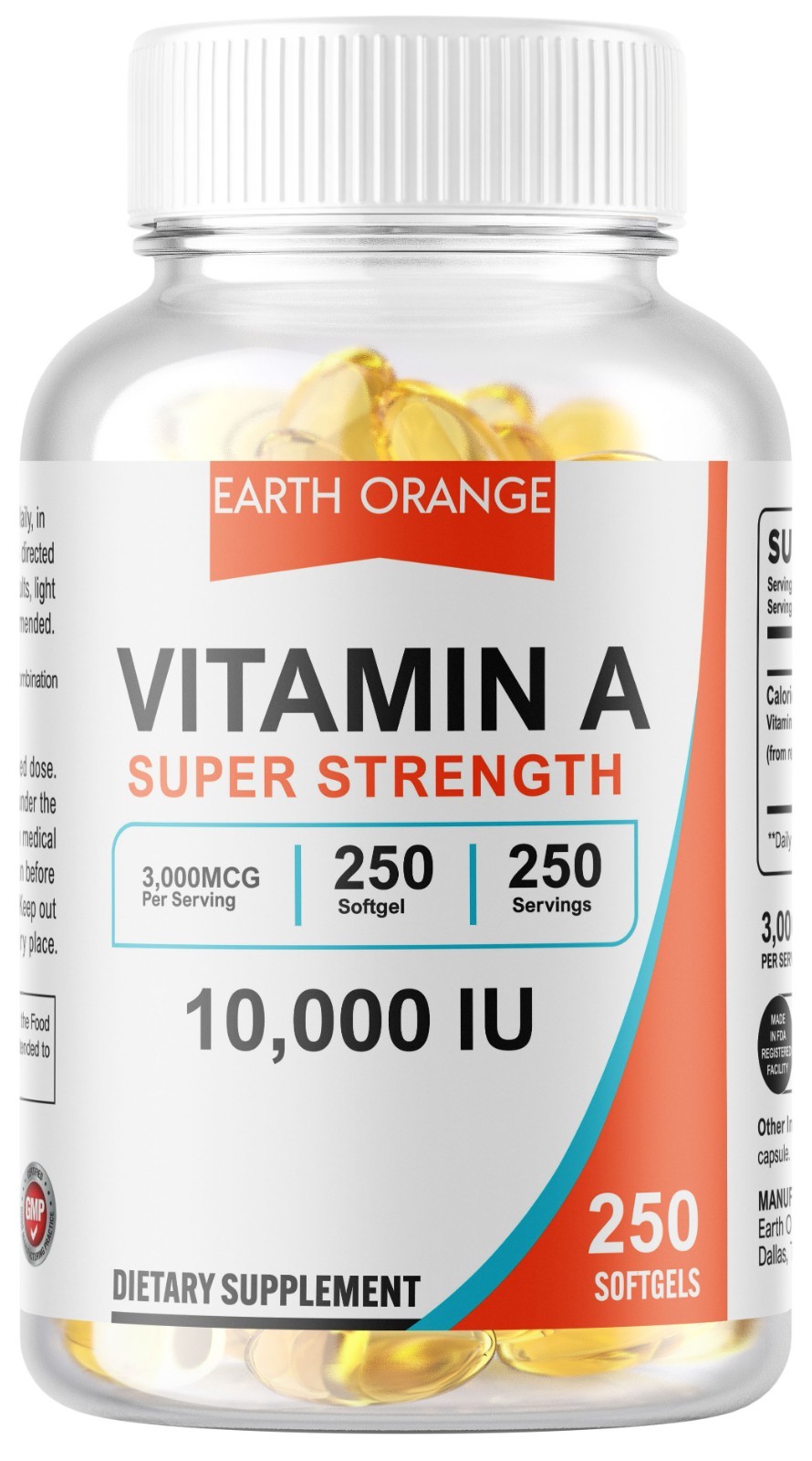 Vitamin A 10,000iu Gluten Free & Non-GMO 250 Softgels