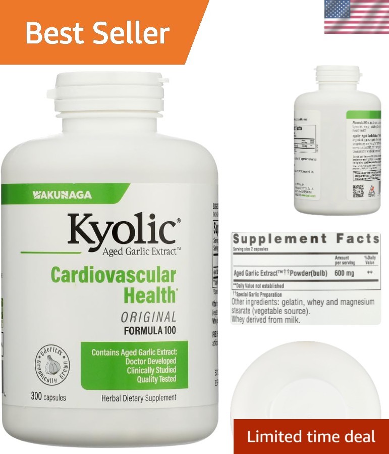 300 Count Organic Aged Garlic Extract Capsules – Promote Cardiovascular Wellness