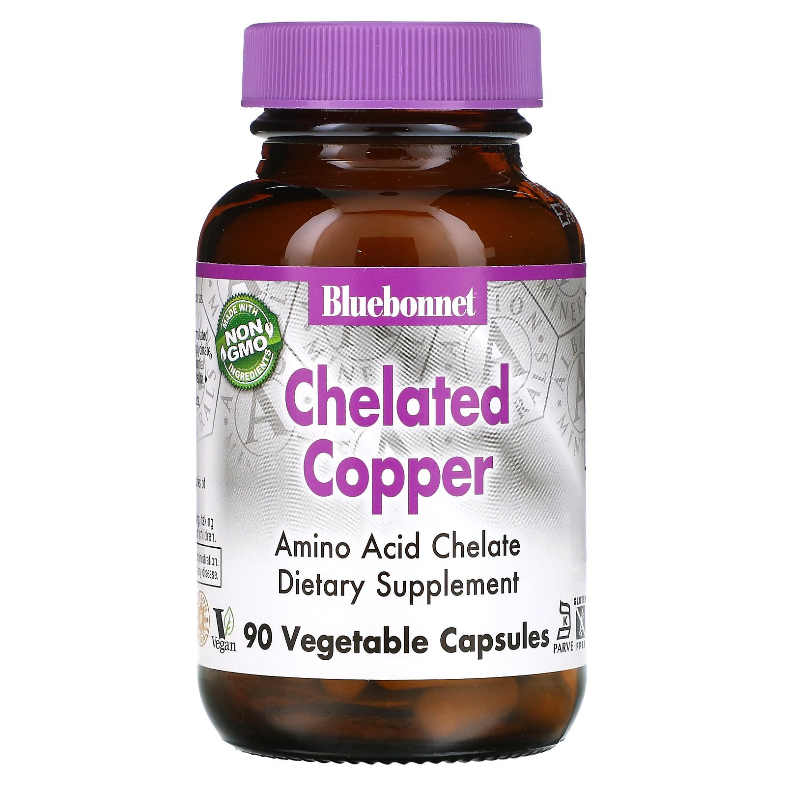 Bluebonnet Nutrition Chelated Copper 90 Vcaps Egg-Free, Fish Free, Gluten-Free,