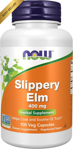 Now Foods Slippery Elm, 100 Caps 400 mg 100 Count (Pack of 1)