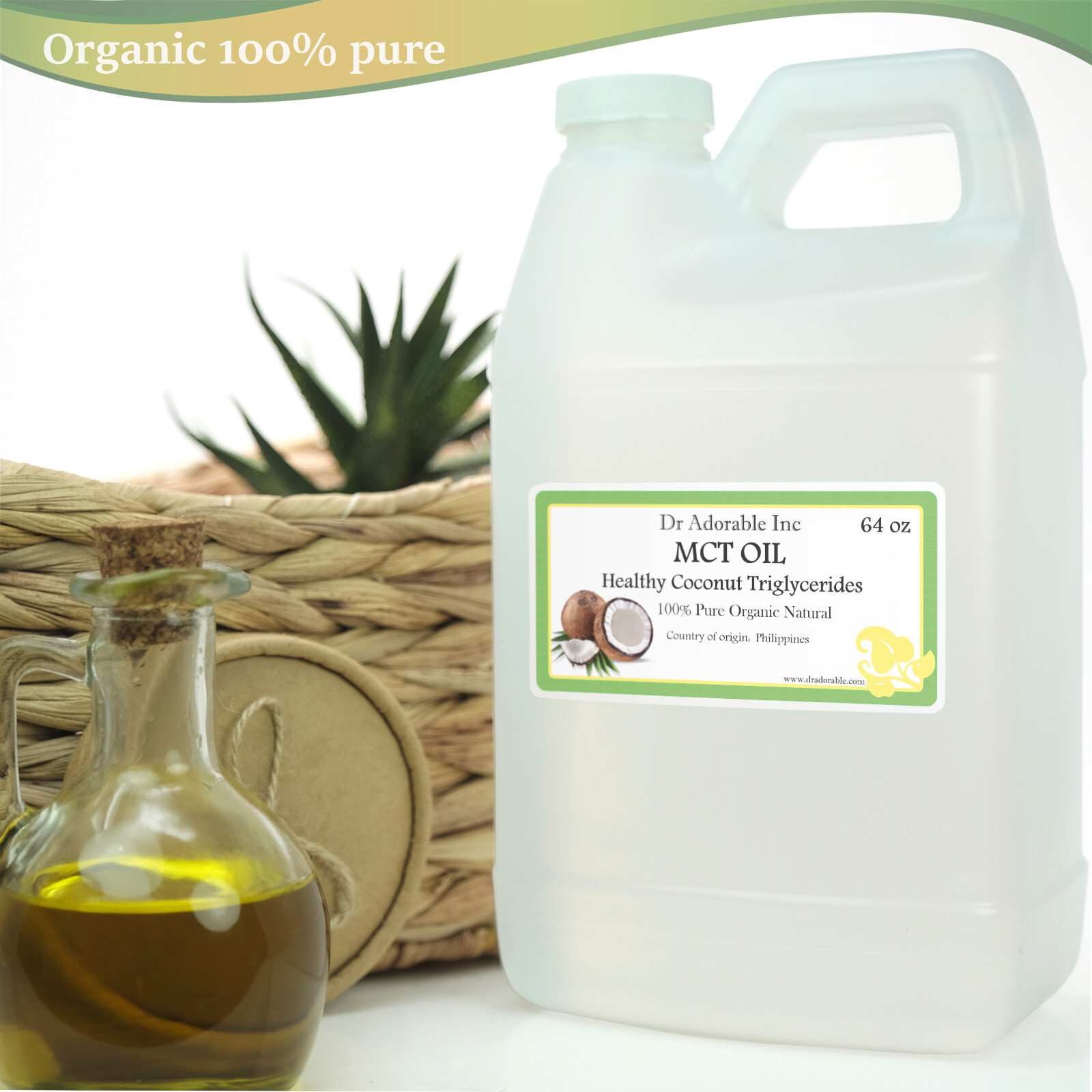 64 OZ PURE PREMIUM MCT OIL 100% COCONUT SOURCED VEGAN NATURAL by DR.ADORABLE