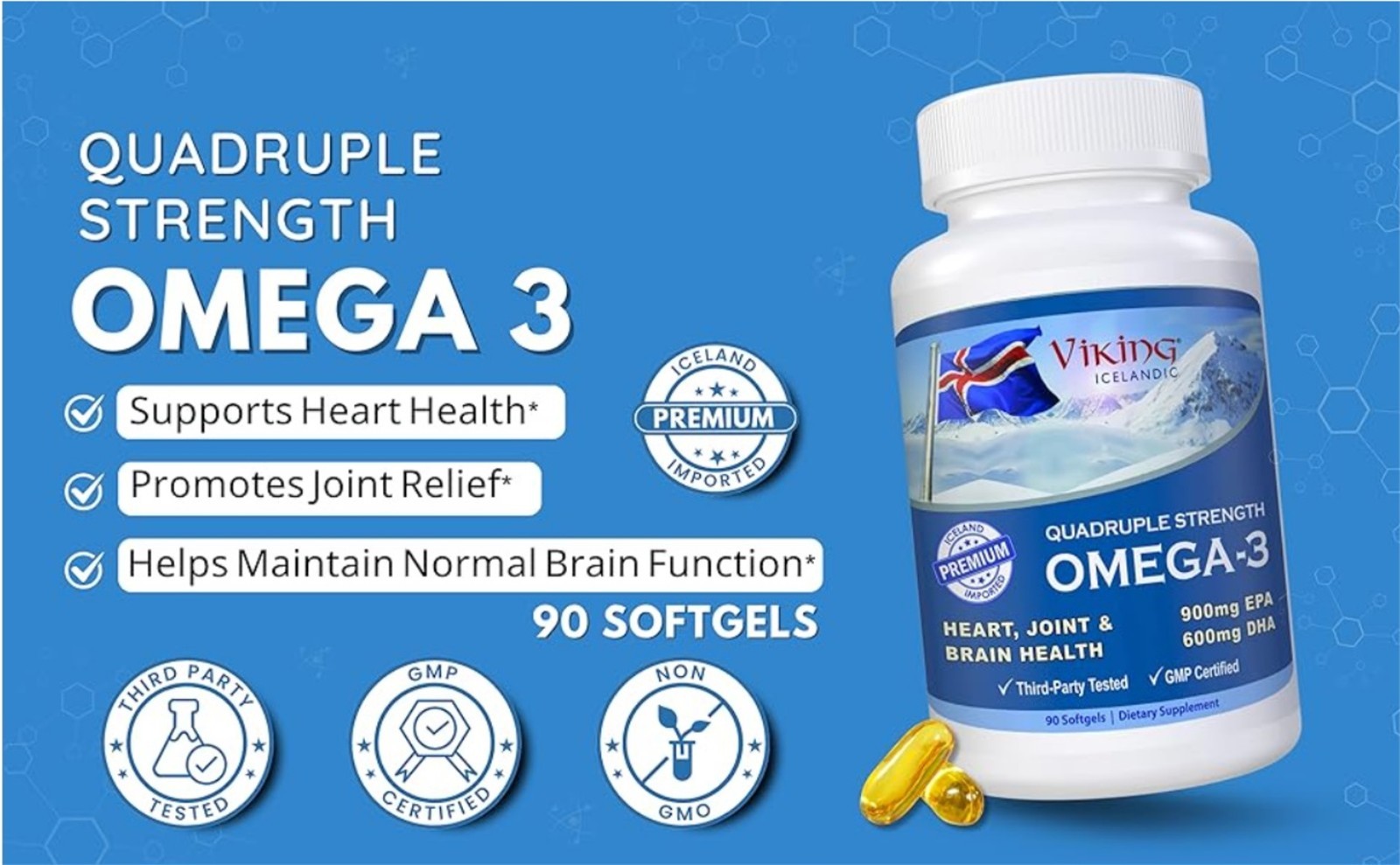 Viking Icelandic Formula Quadruple Potency Strength Omega-3 Fish Oil 09-2026