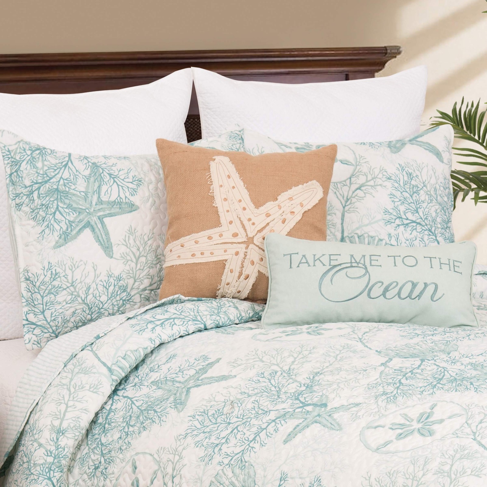 C&F Home Ocean Treasures Coastal Theme Blue Starfish Sand Dollar Coral Beach …