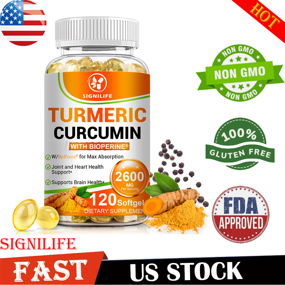Turmeric Curcumin 2600mg w/ BioPerine Black Pepper Triple Strength Capsules