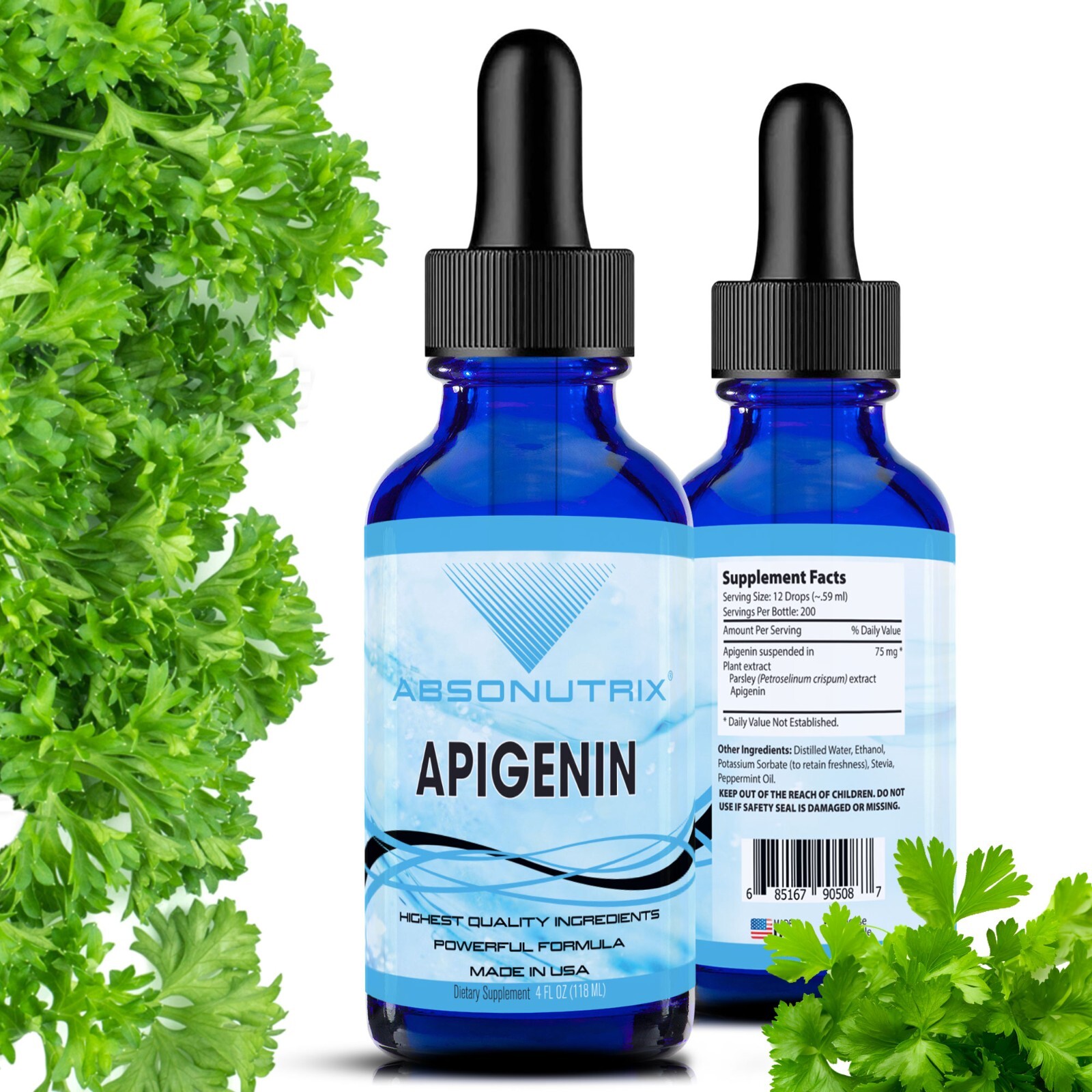 Absonutrix Apigenin 75 mg per Serving, 4 Fl Oz Bottle, 200 Potent Servings