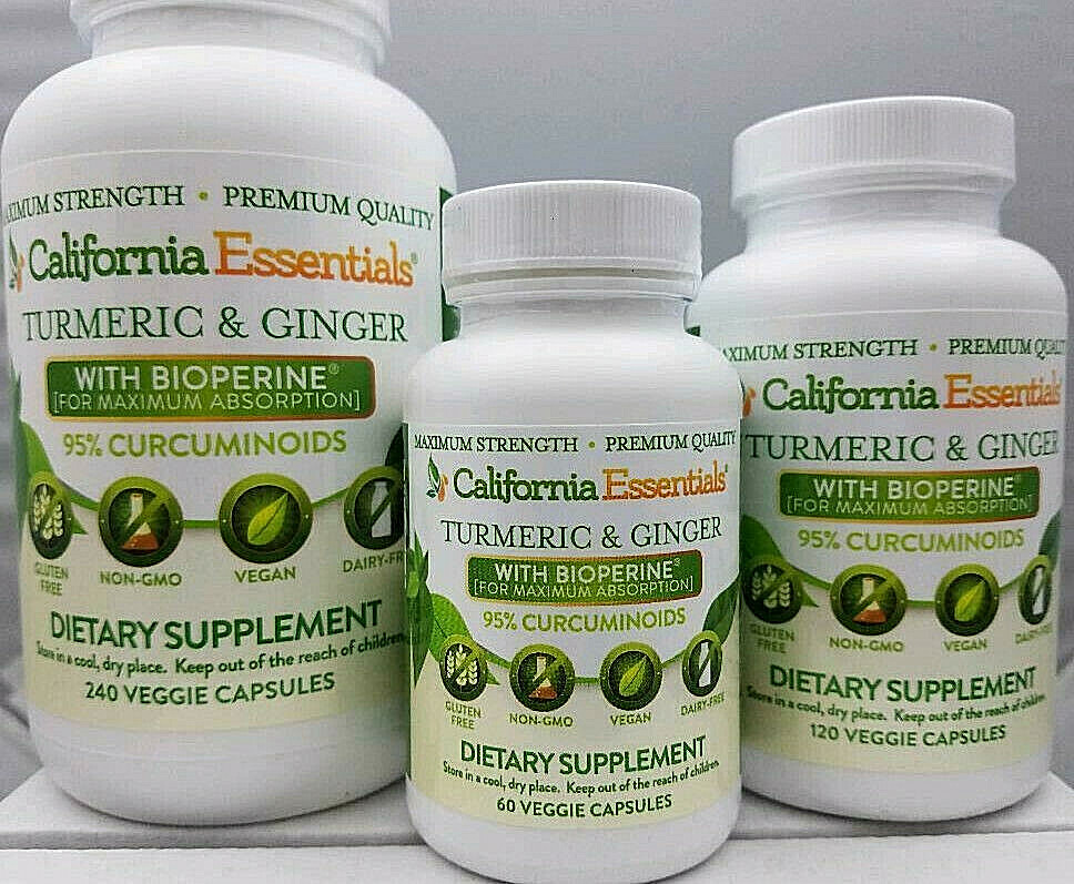 TURMERIC CURCUMIN+GINGER+BIOPERINE VEGGIE CAPSULE-USA PRODUCT-FREE SHIP