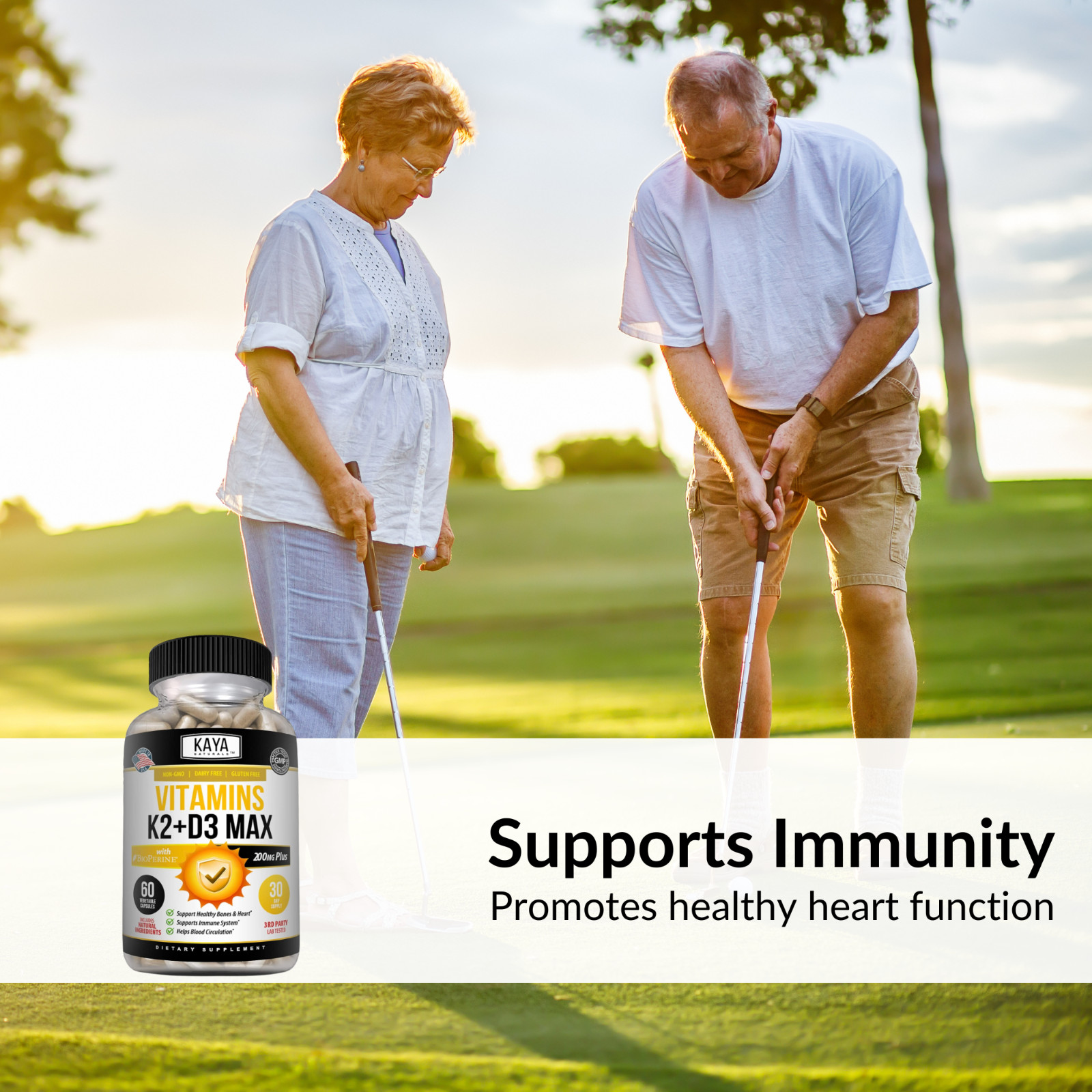 (2 Bottles) Vitamin K2 (MK7) D3 5000 IU Supplement, BioPerine Capsules, Immune