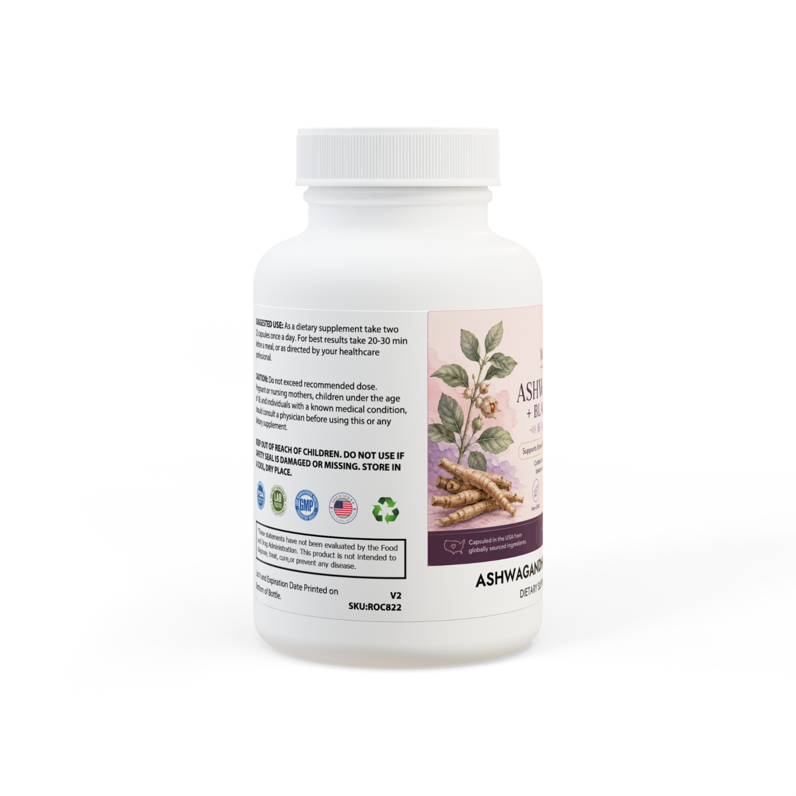 Ashwagandha Black Pepper Harmony 60 Capsules Stress Balance Vegan Non-GMO