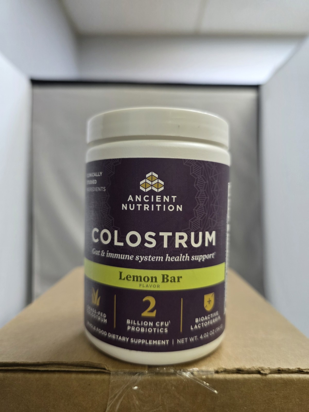 Ancient Nutrition, Colostrum, Lemon Bar, 4.02 Oz 60 Servings