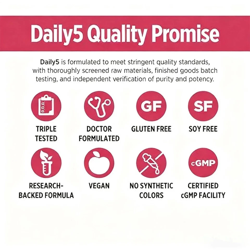 3PACK Doctors’ Preferred Daily5 90 Vegan Capsule Supplement Pills Dietary