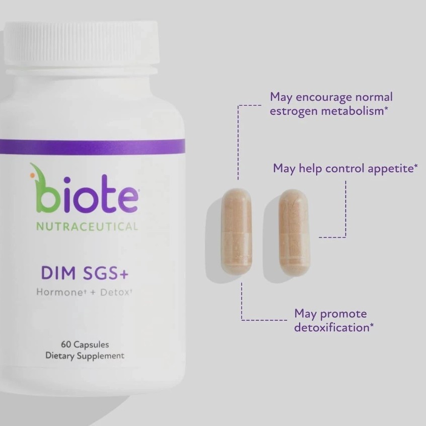 60 Capsules Biote Nutraceuticals DIM SGS+ Hormone & Cleansing Support Exp-2028