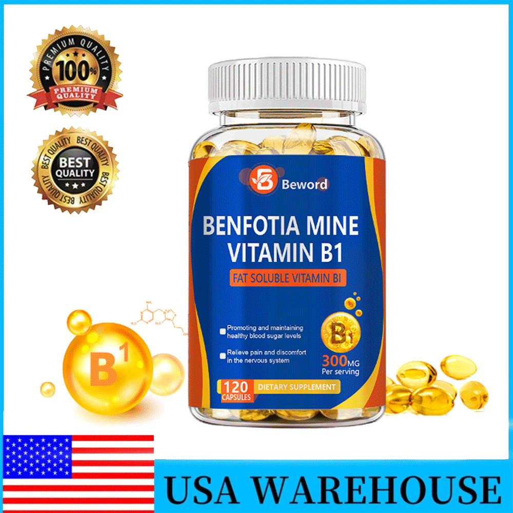 300mg Benfotiamine Capsules Fat Soluble Thiamine Vitamin B1 NON-GMO,Gluten Free