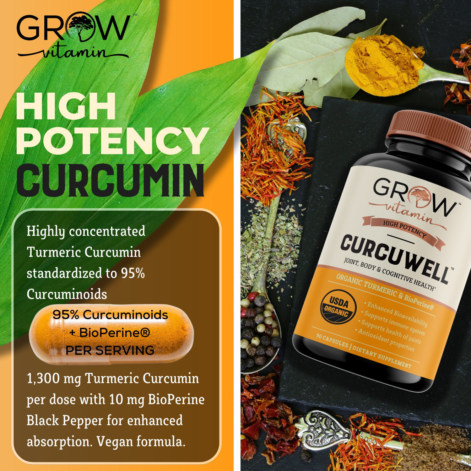 Dr. Berg (Only 2 per Day) Turmeric Supplement with Black Pepper (Bioperine)