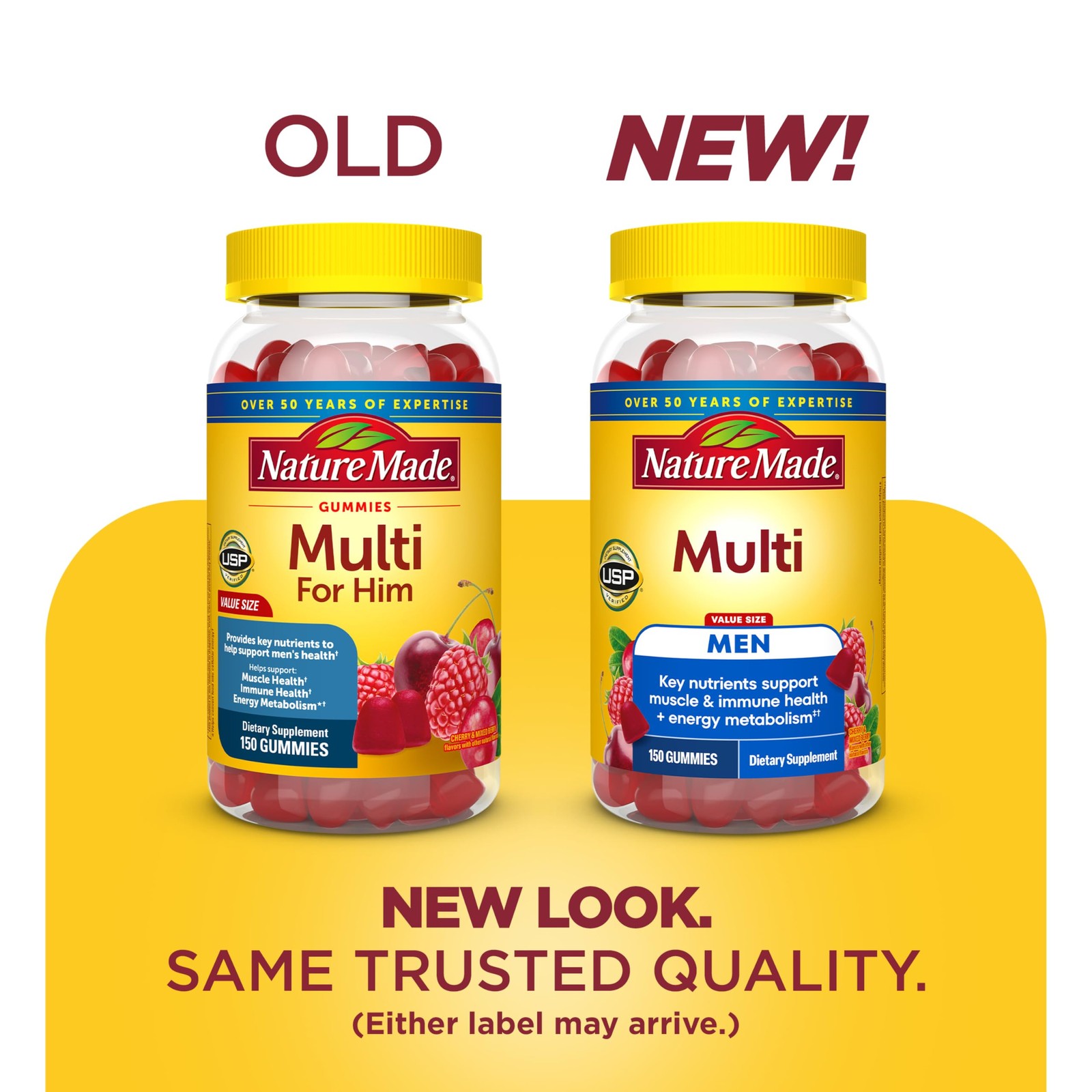 Nature Made Multi for Him, Mens Multivitamins 150 Count (Pack of 1), Red