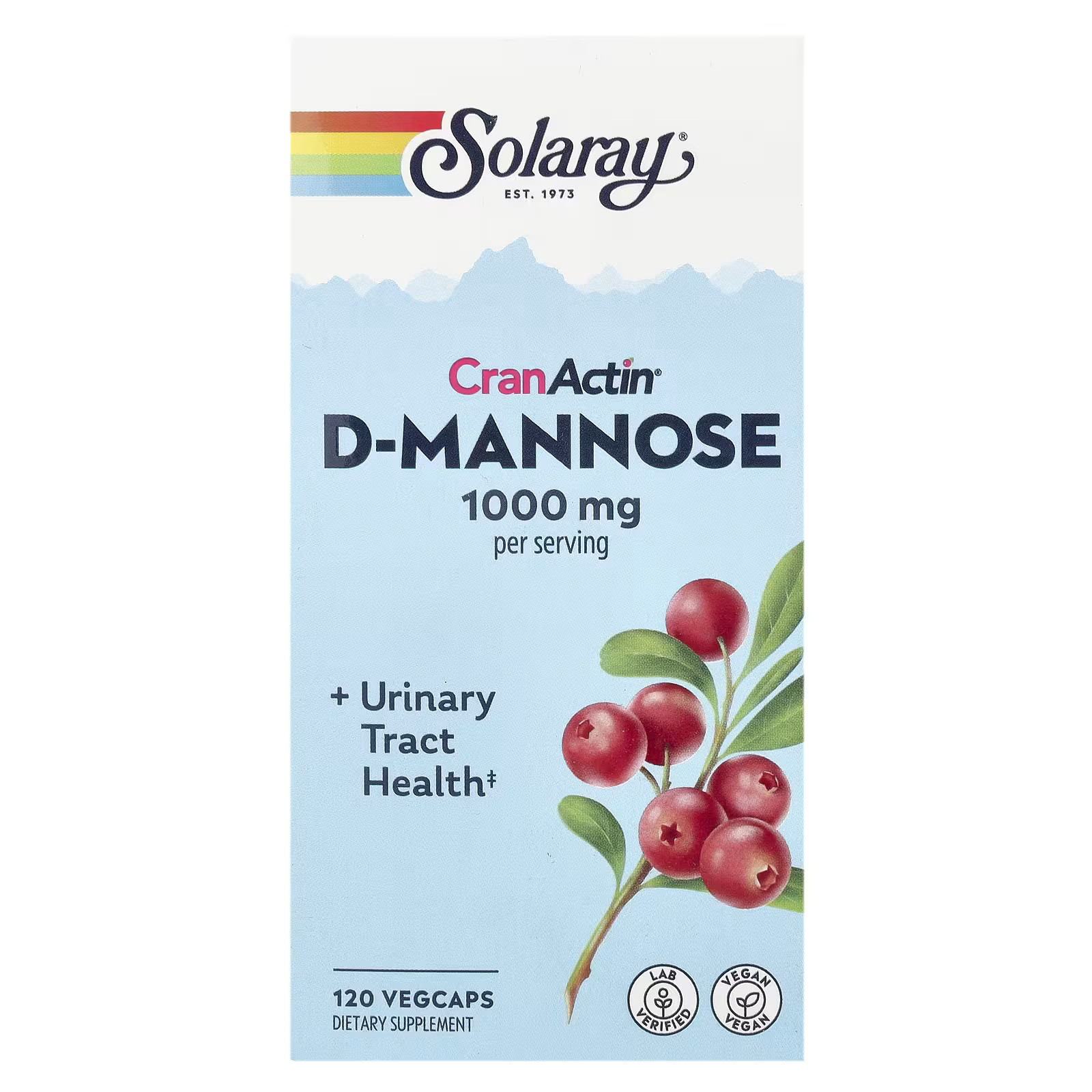 2 X Solaray, CranActin� D-Mannose, 1,000 mg, 120 VegCaps (500 mg per VegCap)