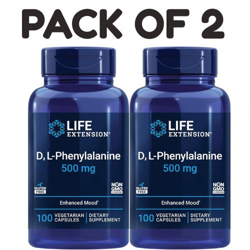 Life Extension D, L-Phenylalanine – 500 mg – 100 Vegetarian Capsules – Pack of 2