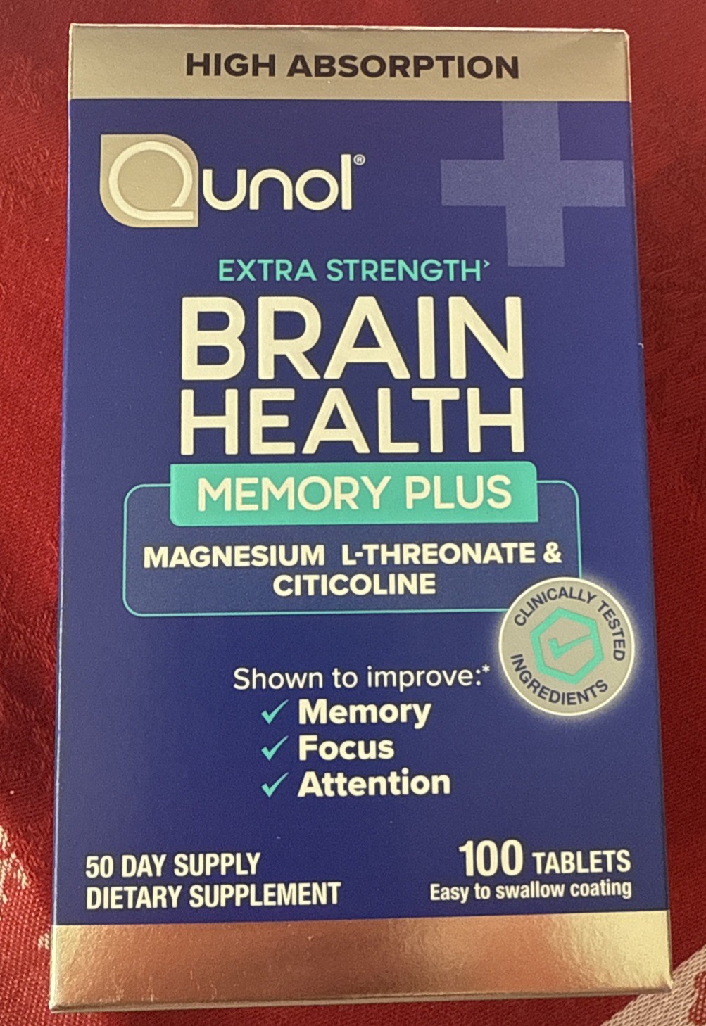 Qunol Extra Strength Brain Health Memory Plus – Focus-Memory-Energy, 100 tablets