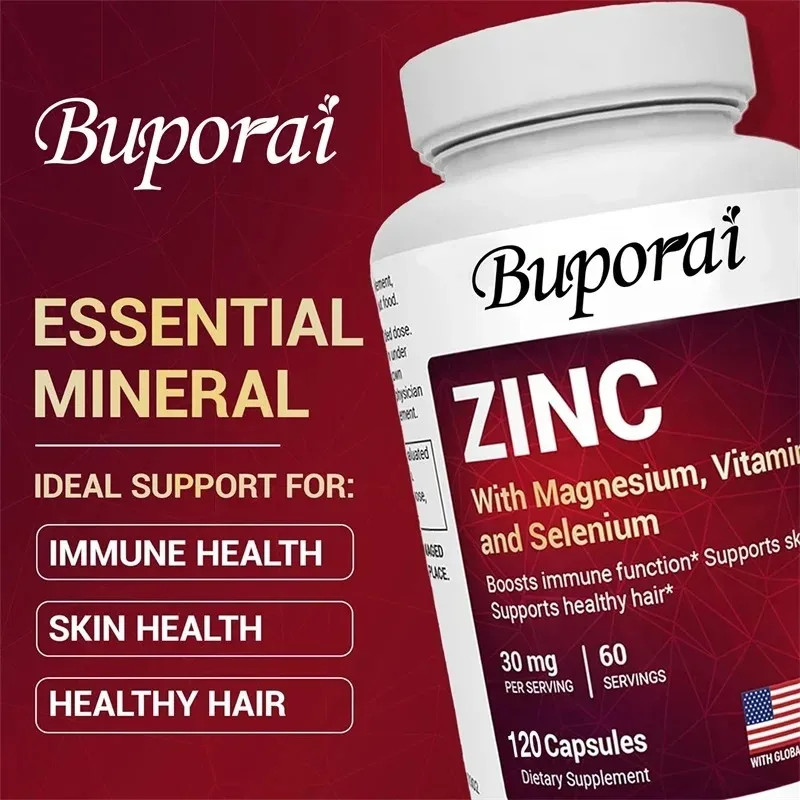 Zinc with Magnesium, Vitamin D3, Selenium 120pcs, Enhance Skin Vitality,Immunity