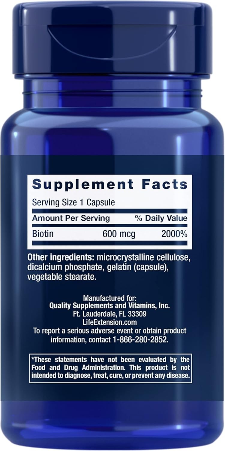 Life Extension Biotin 600 mcg Vitamin B7 Support Supplement for Beautiful…