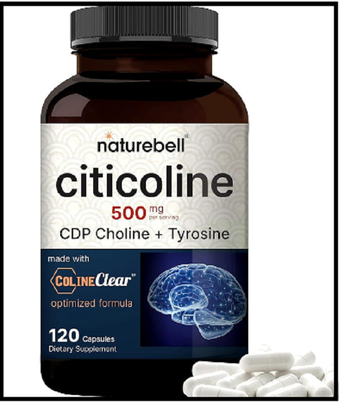 Citicoline Supplements, CDP Choline, Citicoline 500Mg plus Tyrosine 50Mg per Ser