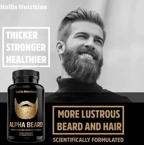 Alpha Beard Premium Beard Growth Formula 60 Capsules Sealed New FS, Pack of 2.