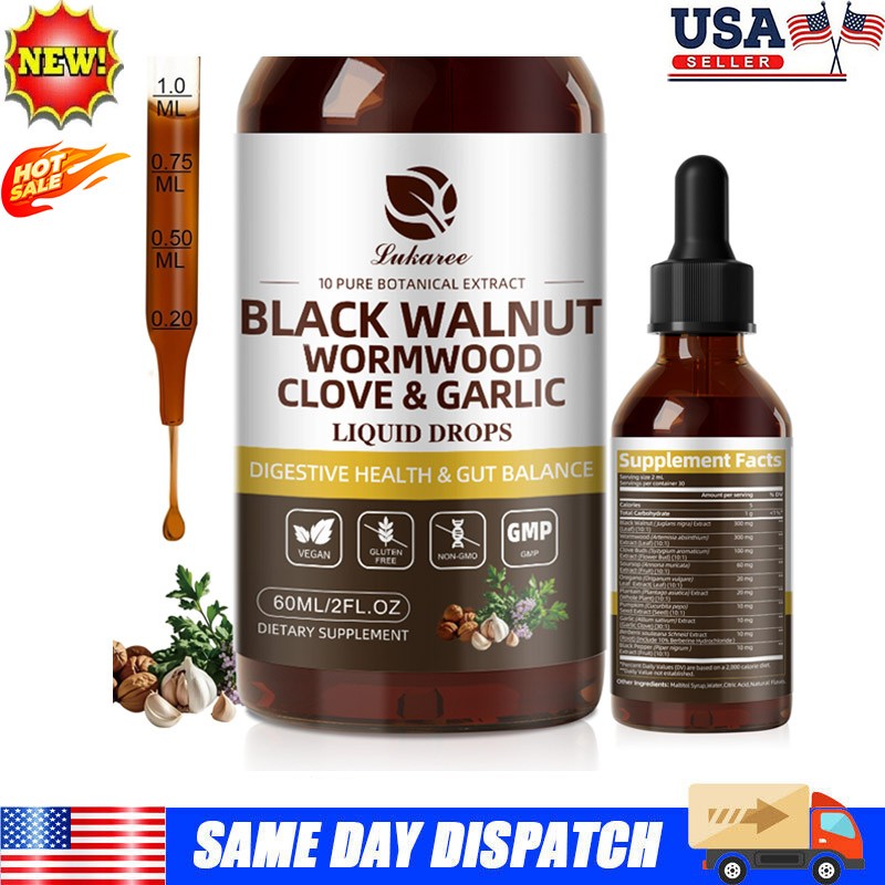 60ML Black Walnut Wormwood Tincture – Rapid Gut Cleanse & Digestive Health