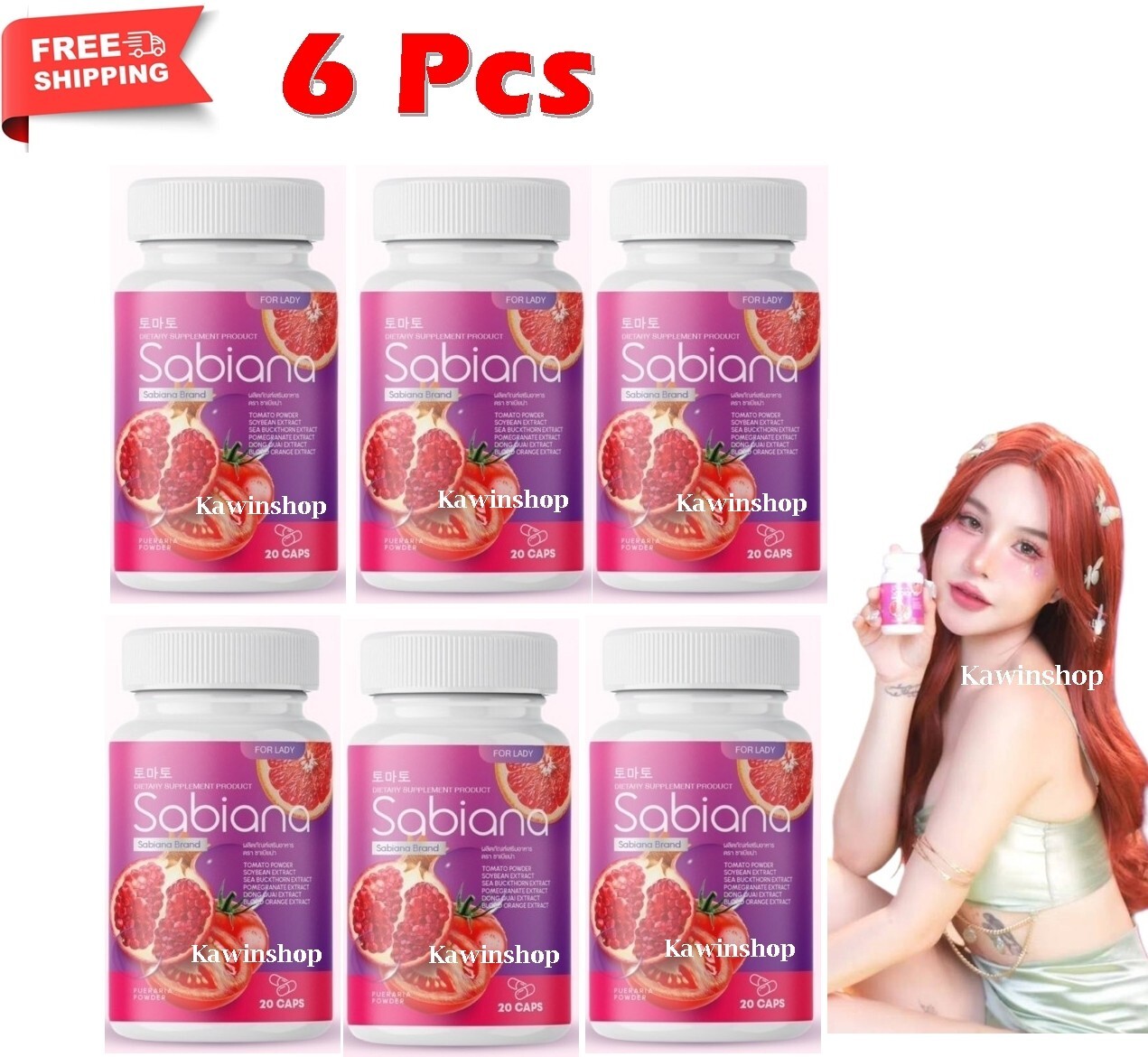 6 X Sabiana Dietary supplement Radiant Nourish Skin 20 Caps
