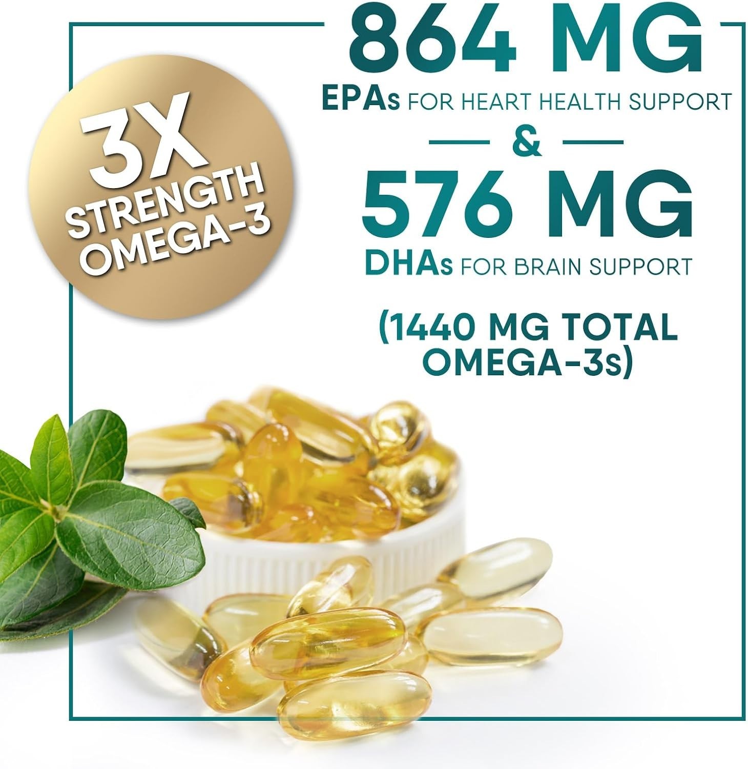 Omega 3 Fish Oil with EPA & DHA Triple Strength 2400mg Softgels